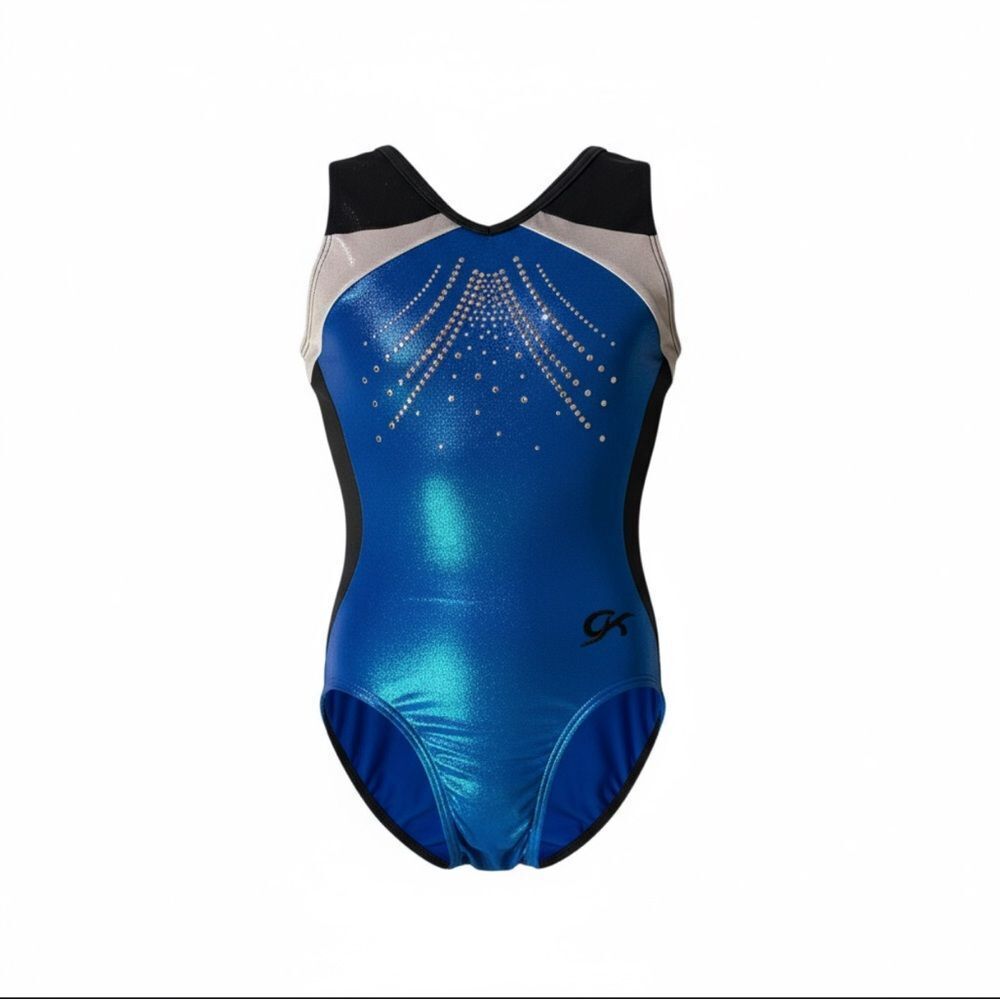 GK elite custom gymnastics competition leotard sleeveless rhinestone USA CM CL